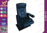 Real Leather Rocking Back Cinema Theater Chairs Fixed Floor Chair With Cup