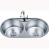Buy cheap 2 Round Basin Shining Stainless Steel Double Bowl Sink 860*440mm from wholesalers