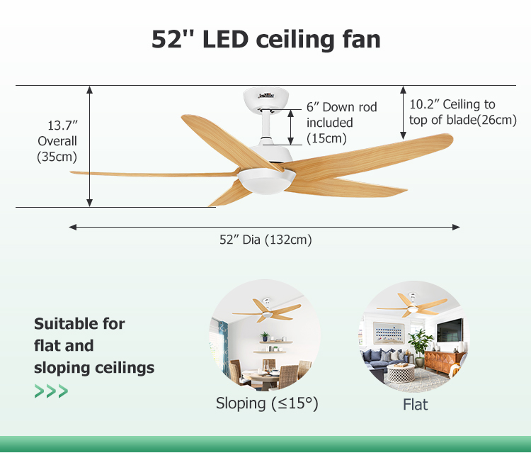 Lamp Luminous Flux lm 1275 Modern Adjustable LED Light Ceiling Fan with Remote Control