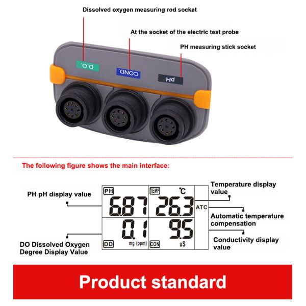 Combo 5 in 1 PH/COND./D.O/TEMP Water Meter For Aquaponic AZ86031 Portable Fish Pond IP67