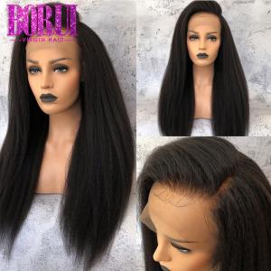 Wholesale 100% Virgin 360 Lace Frontal Wig Brazilian Yaki Straight Natural Black from china suppliers