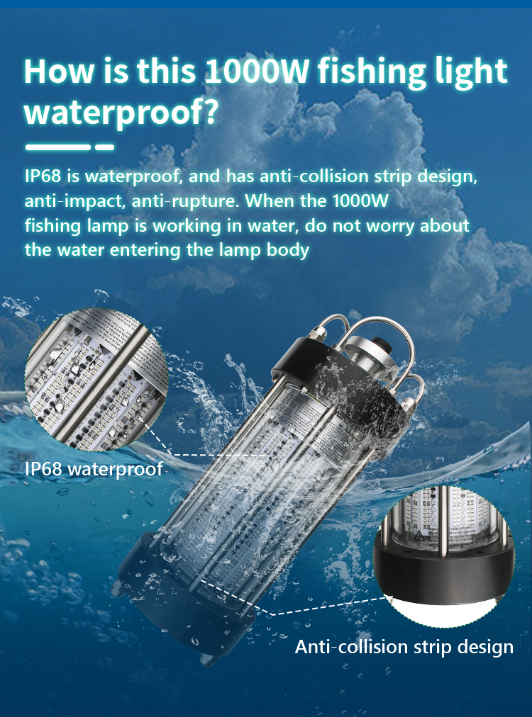 200W 1000W Submersible Fishing Light Outdoor Working Light AC220V
