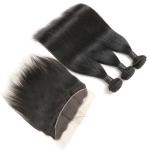 Soft 9A Indian Human Hair Bundles , Virgin Indian Hair Closures Bleached Knots