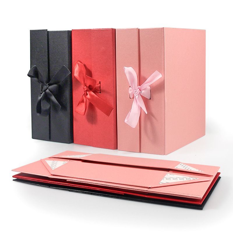 Elegant Packaging Boxes 100% Recycled Paper Ribbon Tie Magnetic Gift Boxes with Matte Finish for Promotions