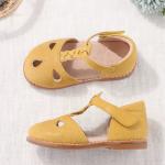 Round Toe Leather School Shoes Yellow Leather Cute Baby Shoes