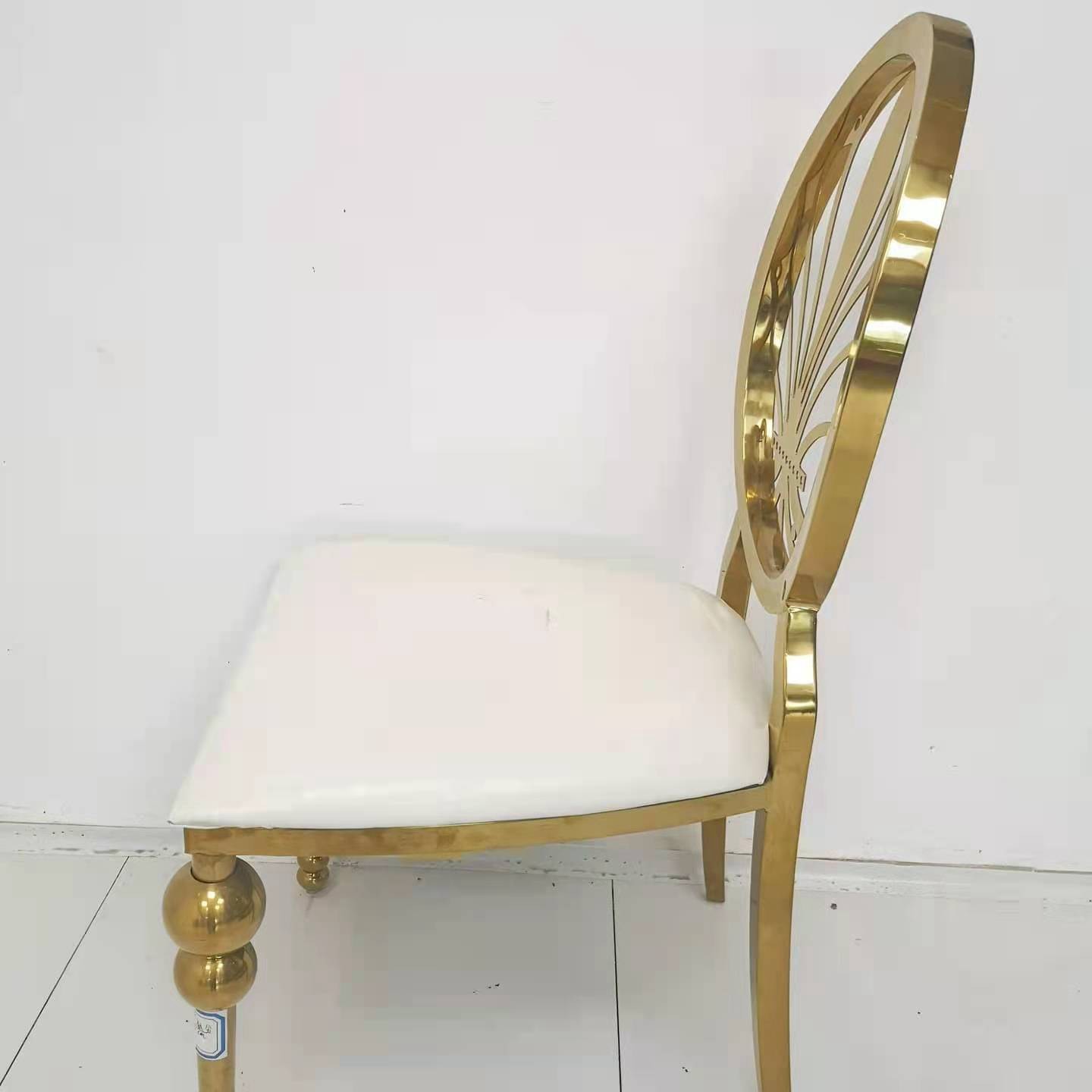 Elegant Luxury Gold Stainless Steel Wedding Chair OEM W50xD65xH92cm