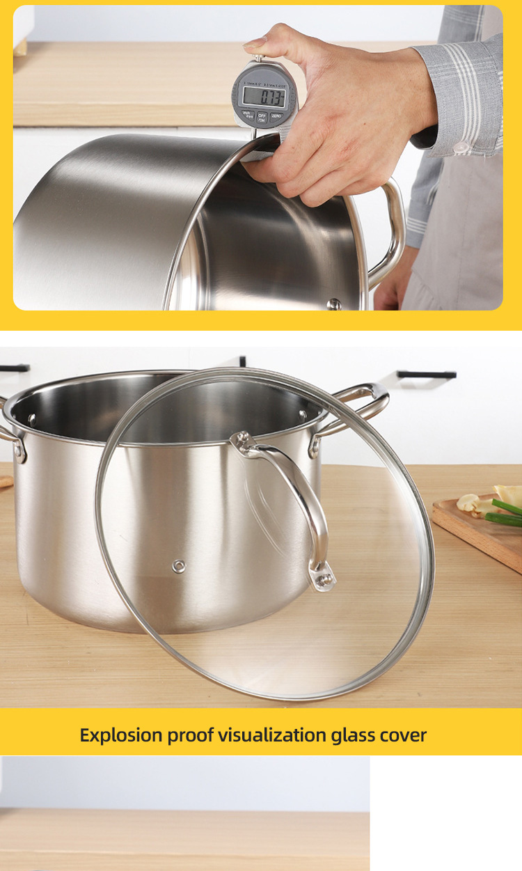 Good Quality Cookware 401 Stainless Steel Pots 28 CM Stock Pots Big Steam Pots With Spacers