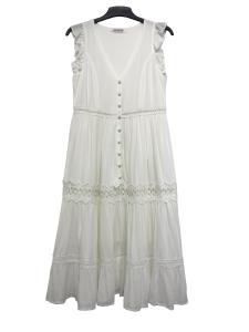 Wholesale White Custom Womens Dresses Short Sleeve Dresses With Lace Trims Spring Summer Wear from china suppliers