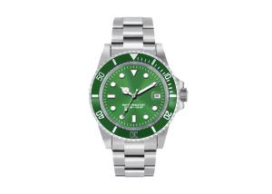 Wholesale Sapphire Glasses Analogue Silver Waterproof Watch , Green Quartz Watch from china suppliers