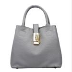 Womens Drawstring Bags Plain Genuine Leather One Shoulder Bags Soft Bucket High