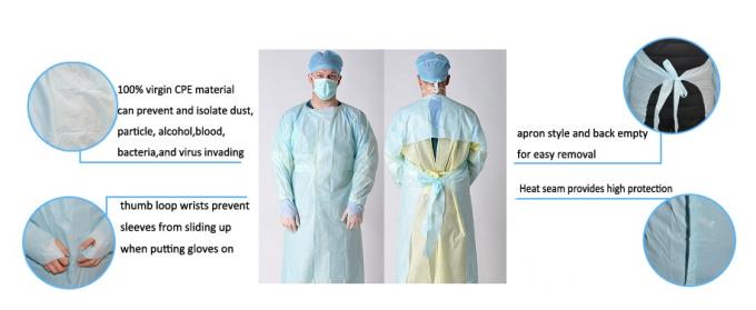 35-60G Polyethylene Disposable Isolation Gowns Yellow 110x193CM Gowns With Open Cuff