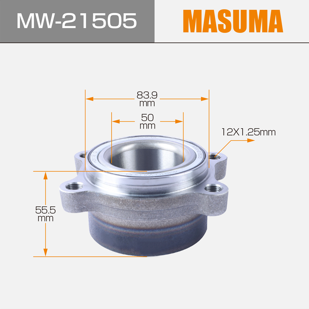MASUMA NO. MW-21505 WHEEL HUB ASSY 43210-WL000 for INFINITI FX35 S50 3.5L VQ35DE 4WD