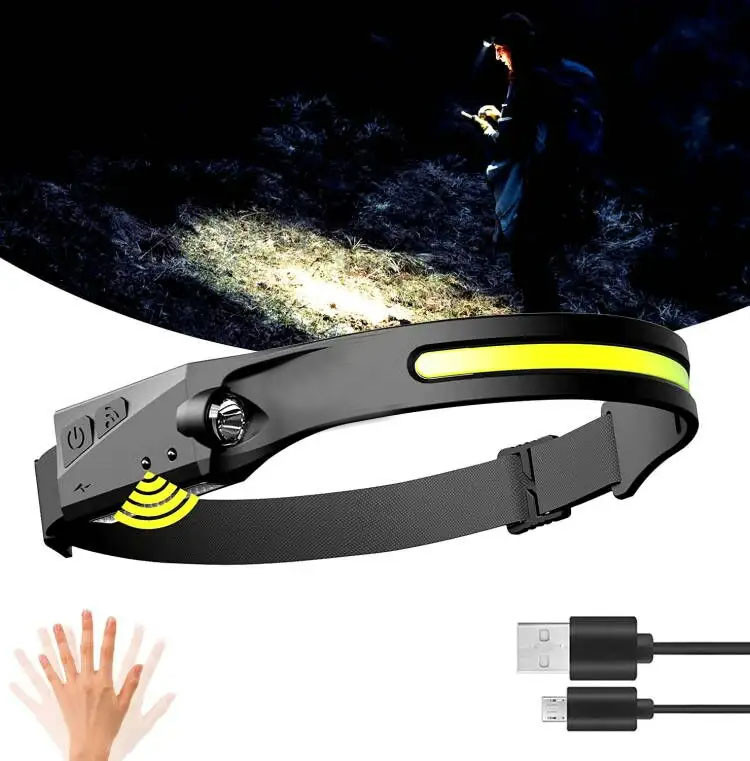 USB Motion Sensor Head Torch Outdoor Working Light 10000 Hours Lifespan