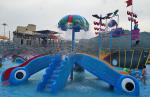 Fiberglass Kids Commercial Water Play Equipment With Slides Fade Resistant