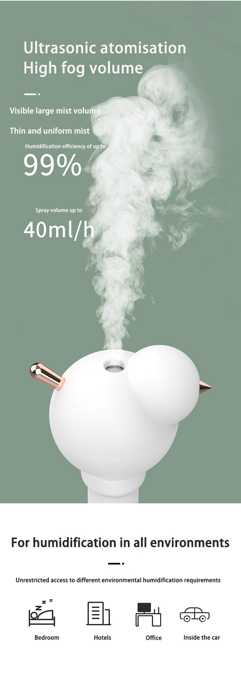 Creative Bird Humidifier USB Portable Water Replenishing Air Humidifier, Suitable For Home Use Birdie Humidifier Aroma D