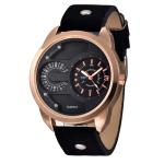 Big size Round Alloy Wrist Watch , Custom Design Metal Material Genuine Leather