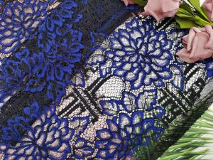 Wholesale Home Textile Big Flower Blue Corded Lace Fabric For Little Girl Dress from china suppliers