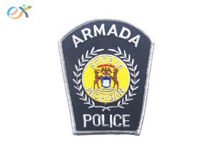 Wholesale Iron on Backing Police Armband Embroidered Patch With silvery Merrowed Border from china suppliers