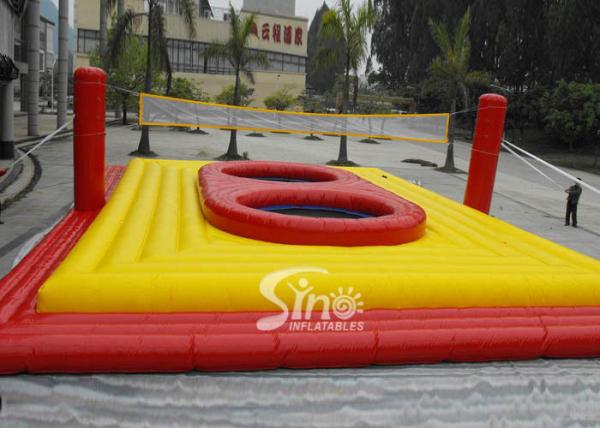 Commercial Customized outdoor giant inflatable volleyball court with trampoline