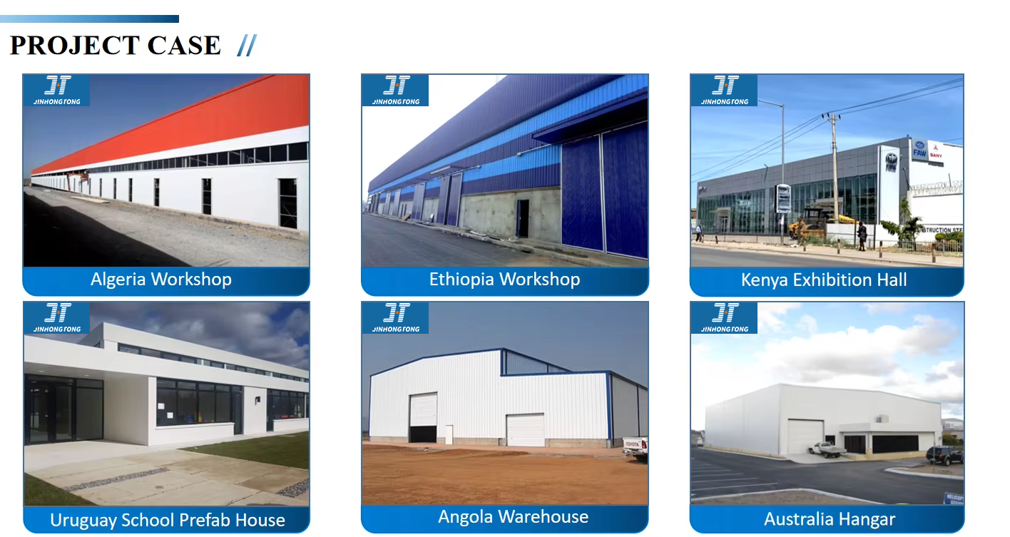 Exterior view of large steel structure building with modern design