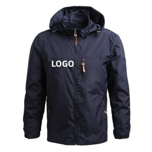 Wholesale Windproof Outer Wear Apparel Lightweight Polyester Zipper Men Jacket With Hood from china suppliers