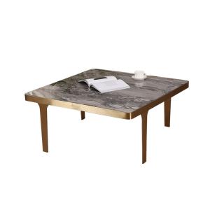 Wholesale Square Stainless Steel Central Coffee Table Satin Finish Marble Top Tea Table from china suppliers
