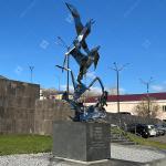 Mirror Polished Stainless Steel Monument Sculpture Flying seagull and fish