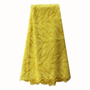 Wholesale Wholesale! yellow african cord lace 2015 for nigeria wedding dress / hot selling embroidery lace fabric with stone from china suppliers