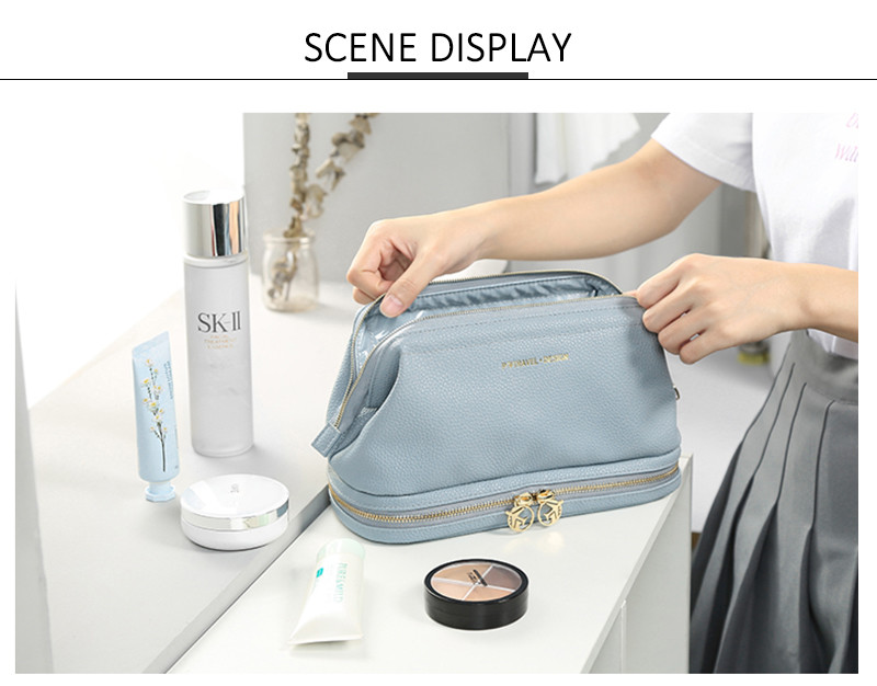 Portable Large Capacity Depth 11cm Polyester Cosmetic Bag
