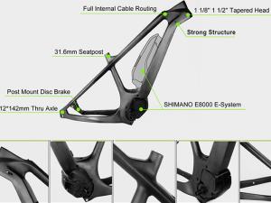 Wholesale 29er Mid Drive Electric Carbon Bike Frame Glossy Surface With Disc Brake from china suppliers