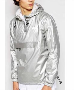 Wholesale Oem Bulk Mens Reflective Jacket 100% Polyester Shiny Silver Lightweight Windbreaker from china suppliers