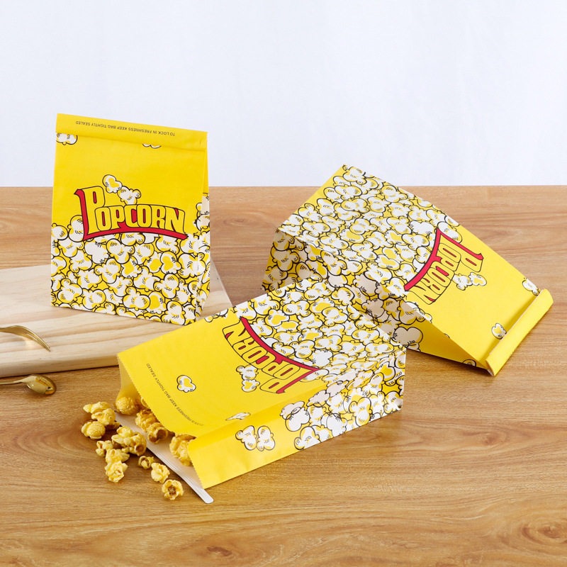 Custom Logo Print Bio-degradable Popcorn Paper Bag made of Kraft Paper for Packaging