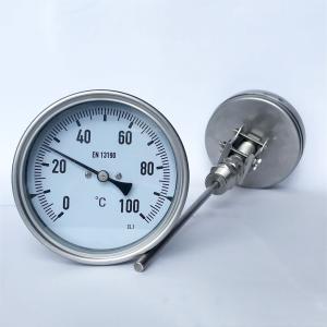 Wholesale All Stainless Steel 0-100C Stem Bimetal Dial Thermometer 100mm Tanks from china suppliers