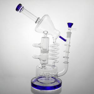 Wholesale 13 Inches Glass Water Pipe Recycler Percolator Bubbler Pipe 14.5mm Male Joint from china suppliers
