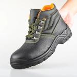 Steel Toe Genuine Leather Work Shoes Lightweight Steel Plate Safety Shoes Black