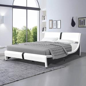 Wholesale 140 X 200 Cm LED Upholstered Bed Black / White Faux Leather With LED from china suppliers