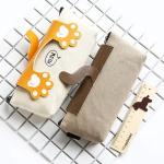 Zippered Canvas Pencil Bag in Adorable Cartoon Cat Print for Personalized
