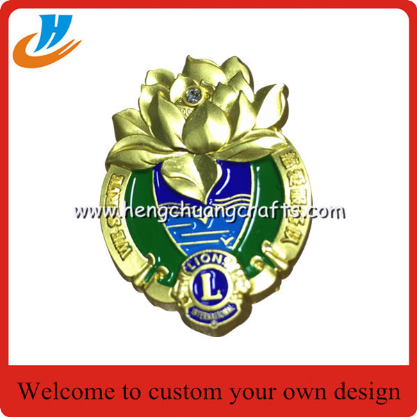 3D logo design metal pin badge,lapel pin lion club custom logo wholesale