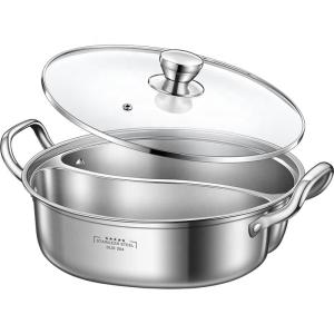 Wholesale Hot Sale 28cm Induction Cooking Pot Cookware 304 Stainless Steel Hot Pot Soup Pot With Glass Lid from china suppliers