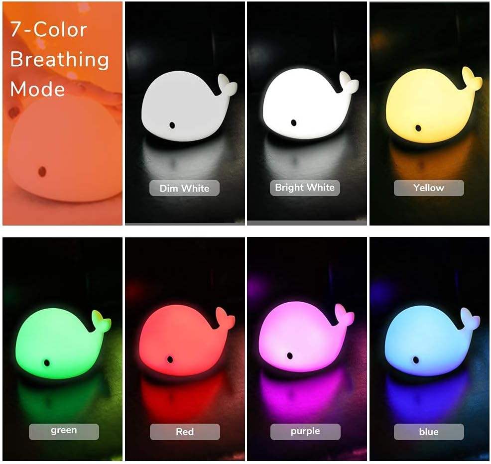 Soft Dolphin USB Nursery Silicon Nightlight Animal Lamps Kids Small Touch Decoration