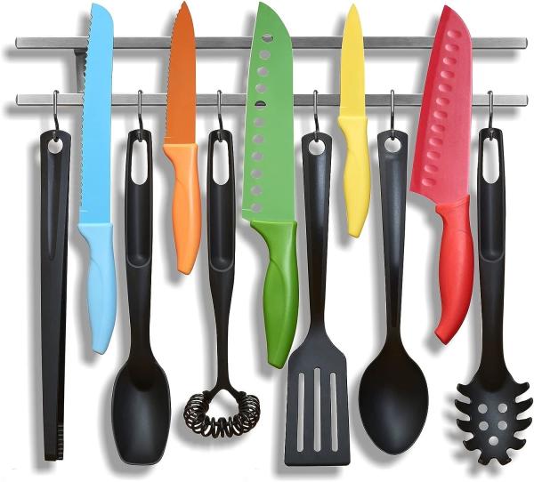 Modern Kitchenroom Block Tube Stainless Steel Magnetic Knife Holder with Hanger