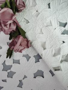 Wholesale Laser Cut Lace Fabric Pure White Cotton Embroidered Eyelet Fabric from china suppliers