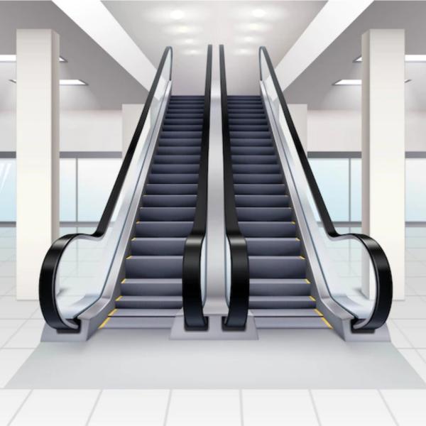 Public Shopping Mall Escalator Transparent Balustrade Indoor Railway Station