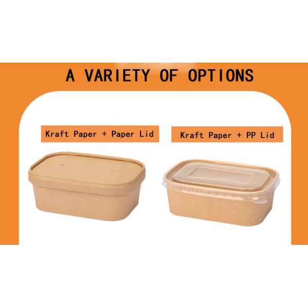Carton Kraft Paper Bowl Packaging Biodegradable Eco Friendly