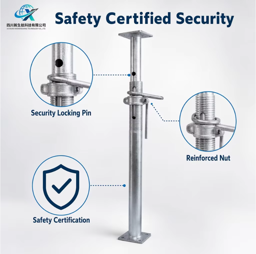 Q345 Steel Adjustable Acrow Prop Telescopic Shoring Post With Tripod Stand Support