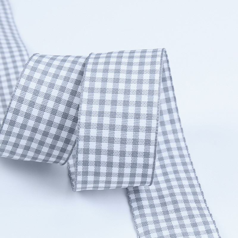 2.5cm Polyester Plaid Ribbon for Gift Packing and Chocolate Box Ribbon Bow Decoration