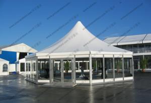 Wholesale Hexagonal Pagoda High Peak Frame Tent 4m x 4m With Glass Sidewalls Luxury Lining from china suppliers