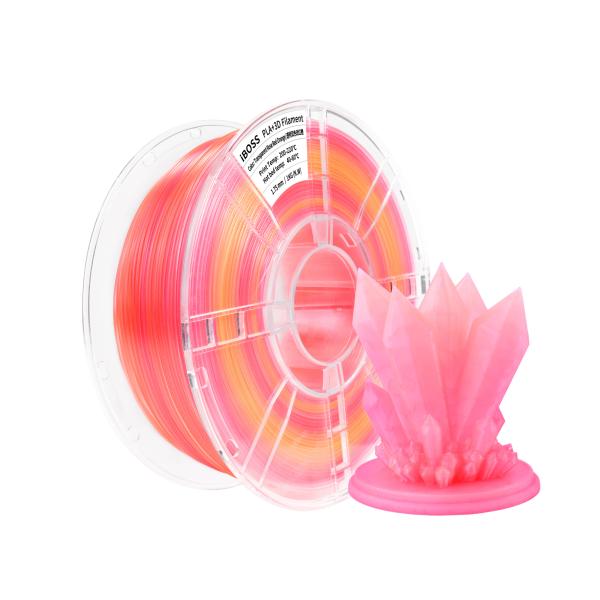 1.75mm PLA+ Filament Transparent Gradient Rose Red Light Orange Bubble-Free 3D