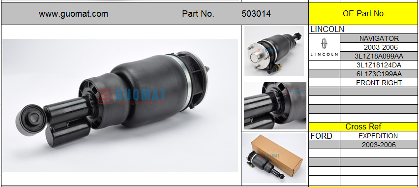 Rubber Suspension Air Spring 6L1Z3C199AA Front Right For 2003-2006 Ford Expedition