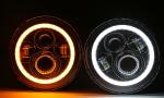 1st generation angel eye Silver/Black bottom Round 7inch LED headlight 80W